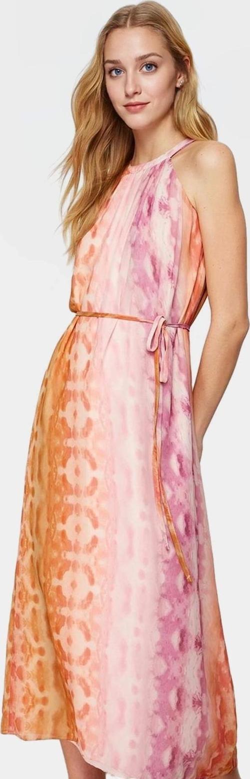 Şifon Maxi Elbise Soyut Desenli Reglan Kol Halter Yaka Yazlık Konforlu Kesim Modern Stil