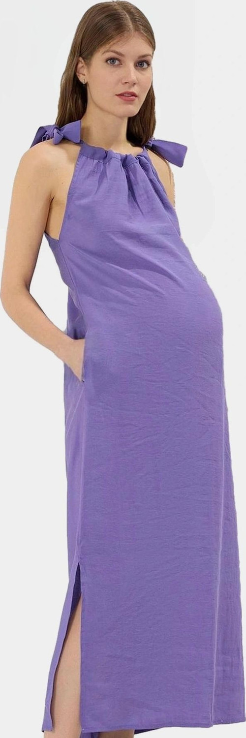 Maxi Modal Elbise Düz Kesim Halter Yaka Günlük Yazlık Giysi Modern Stil Konforlu