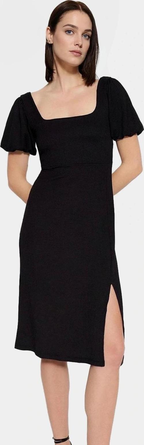 Şık Midi Örme Elbise Balon Kol A Line Günlük Özenle Seçilmiş Seçkin Malzeme Trend Tasarım