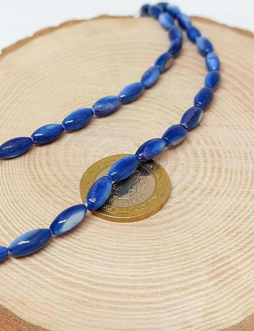 Sedef Mavi 5,5*11,5mm YARIM Dizi (18cm uzunluğundadır) (42230)