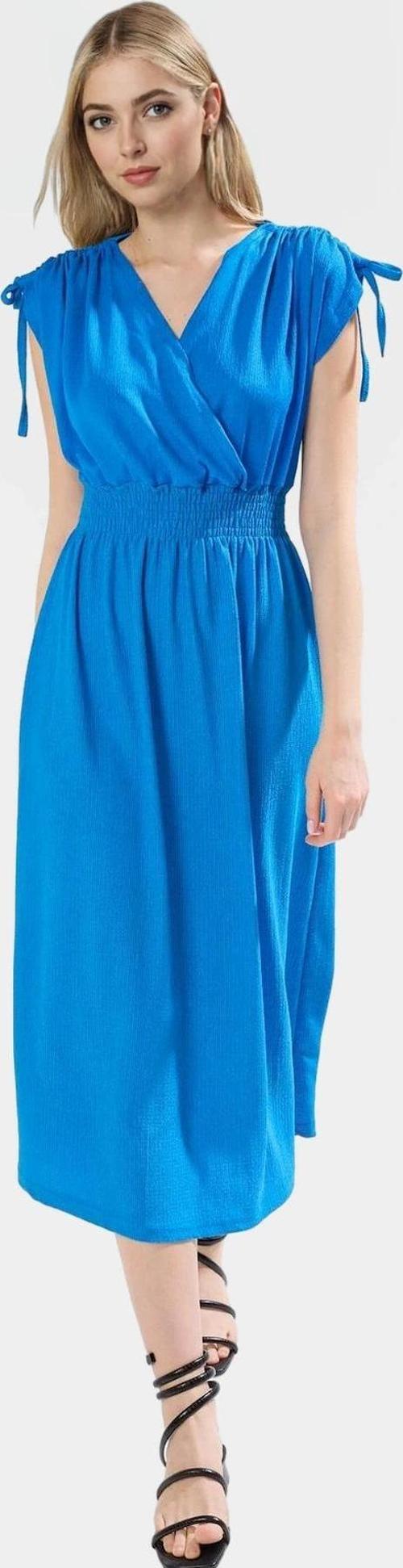 Yazlık Midi Elbise Örme Polyester Kumaş Beli Lastikli A line Premium Kalite Özenle Seçilmiş