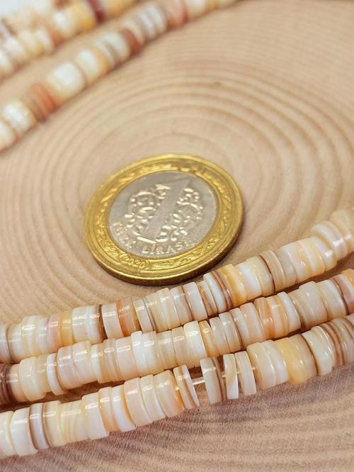 Sedef Taşı 6*2mm YARIM Dizi (18cm uzunluğundadır) (43160)