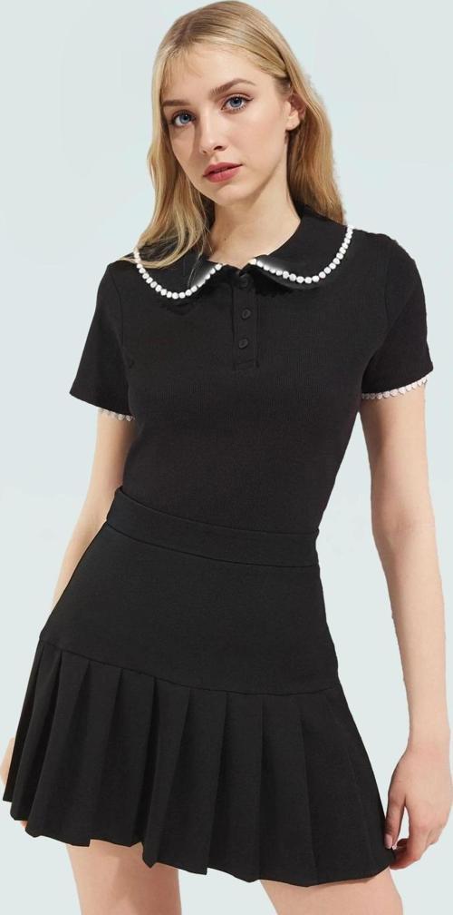 Kadın Fitted Kaşkorse Örme Bluz Bebe Yaka Yazlık Günlük Kullanım İçin