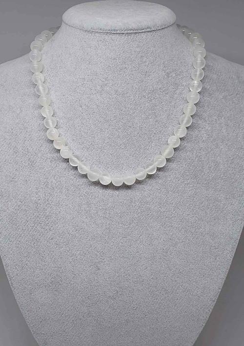 Selenit Taşı Kolye 8mm (klipsli)