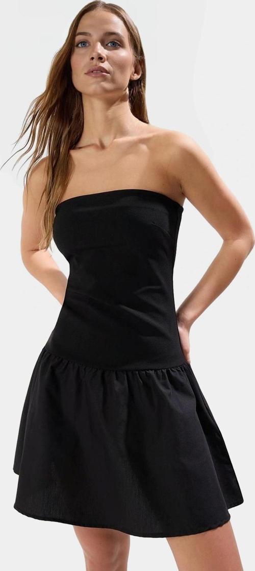 Yazlık Mini A line Straplez Örme Elbise Pamuklu Elastan Kumaş Gündüz Ve Gece Dayanıklı Malzeme
