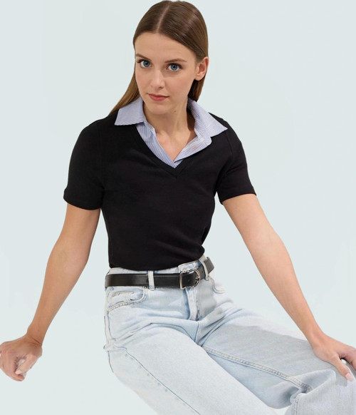 Kadın Kısa Kollu Fitted Örme Bluz Günlük Stil Kullanım İçin Özenle Seçilmiş Şık Görünüm