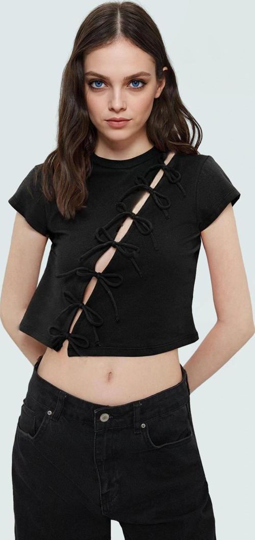 Kadın Fiyonk Detaylı Likralı Penye Bluz Rahat Ve Şık Günlük Kullanım İçin