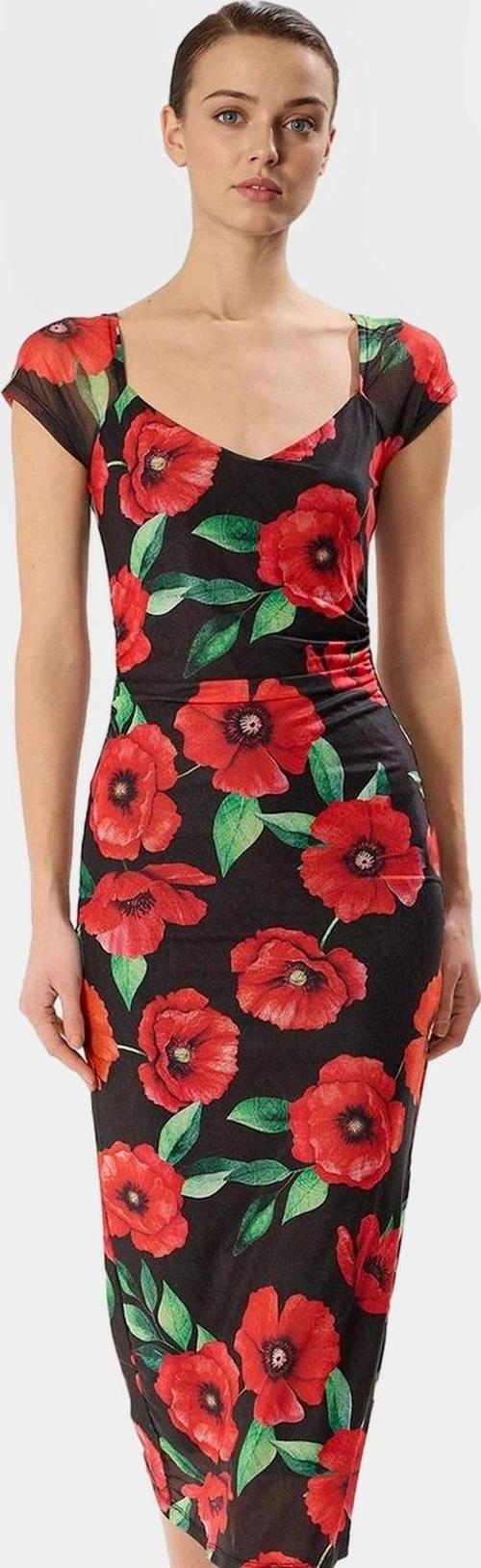 Kısa Kollu Midi Boy Bodycon Puantiyeli Polyester Elbise Yüksek Kalite Rahat Kullanım Ve Şık