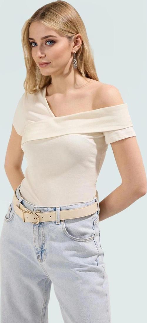 Kadın Kısa Kollu Asimetrik Yaka Örme Bluz Rahat Kalıp Yazlık Günlük Mükemmel Uyum Özenle Seçilmiş