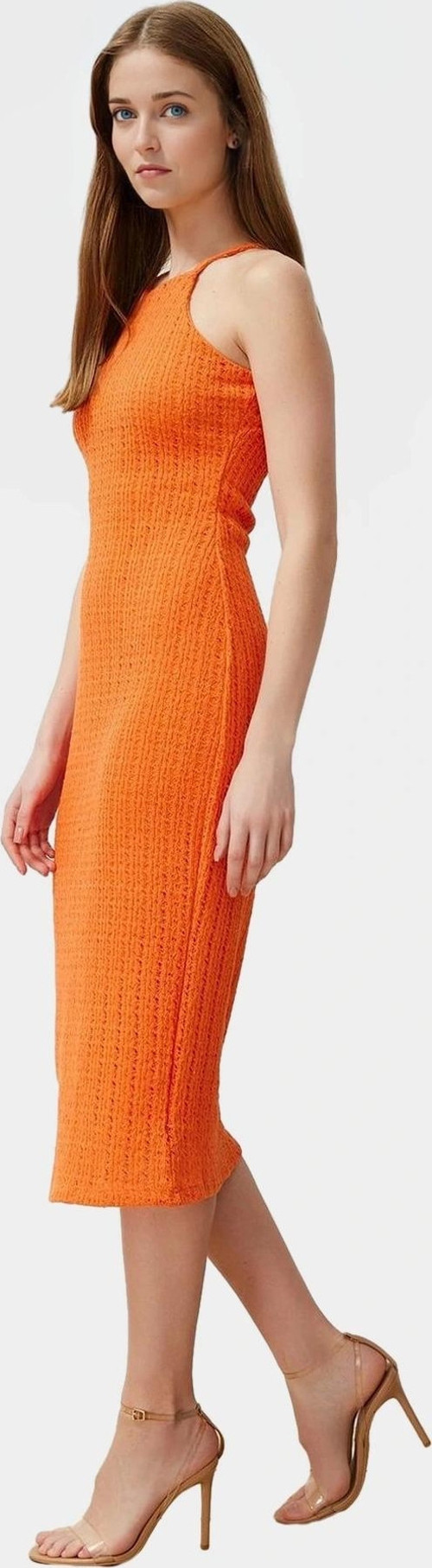 Şık Örme Midi Elbise Halter Yaka Bodycon Günlük Özenle Seçilmiş Kullanım İçin