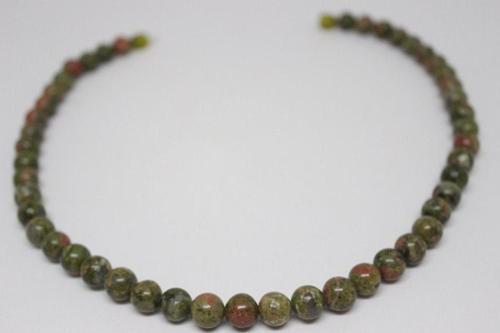 Unakit Taşı Kolye 8 Mm Kehribar Klipsli