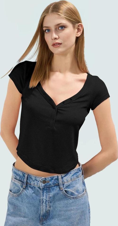 V Yaka Fitted Poliviskon Kaşkorse Bluz Günlük Stil Zarifane Tasarım Yüksek Kalite Trend