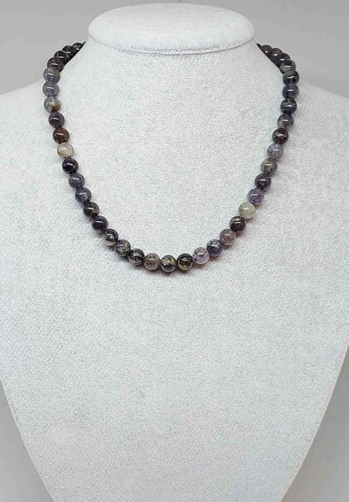 Su Safiri (iyolit) Taşı Kolye 8mm (klipsli)