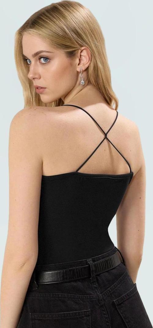 Fitted Vücuda Oturan Kolsuz Bluz Esnek Örme Havuz Yaka Günlük Modern Stil Rahat Kullanım