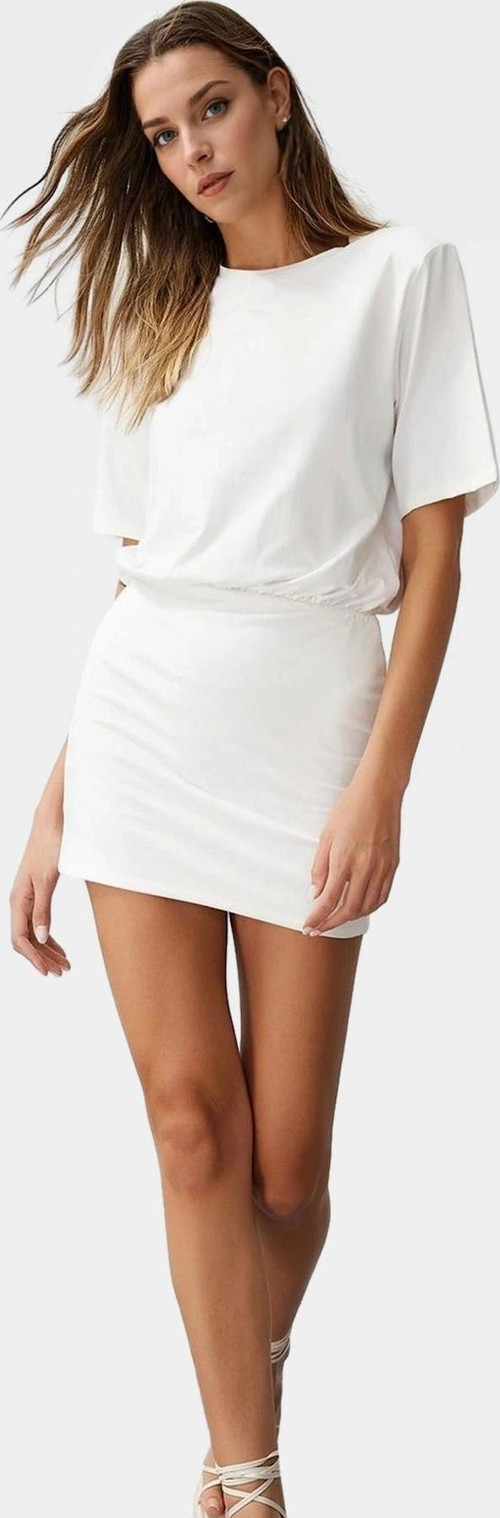 Düz Örme Pamuklu Mini Elbise Rahat Günlük Stil Dayanıklı Malzeme Seçkin