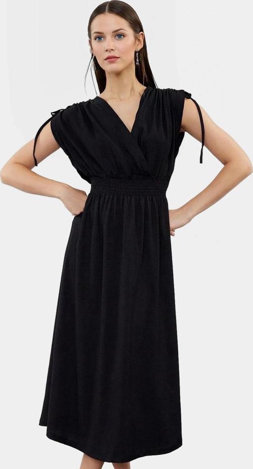 Yazlık Midi Elbise Örme Polyester Kumaş Beli Lastikli A line Premium Kalite Özenle Seçilmiş