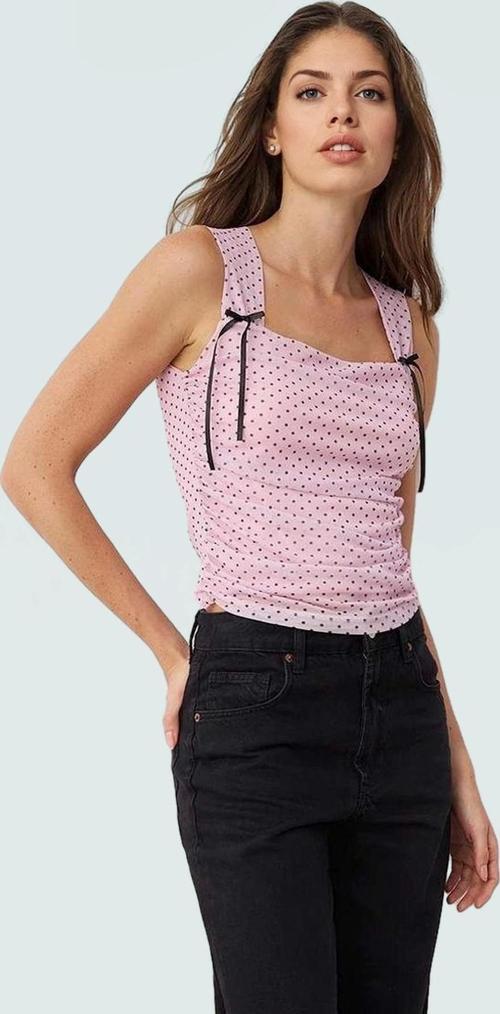 Çiçekli Örme Tül Bluz Fitted Kalıp Rahat Yazlık Trend Tasarım Zarifane