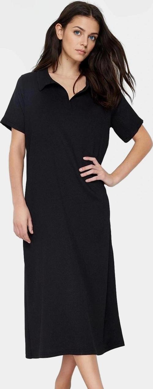 Kadın Örme Kısa Kollu Polo Yaka Midi Elbise Rahat Yazlık Günlük Stil Dayanıklı Malzeme