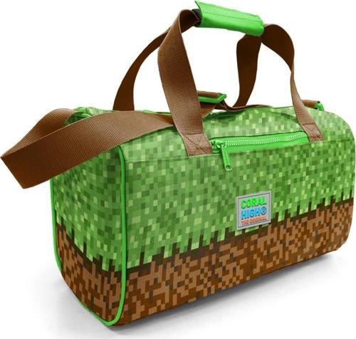 Erkek Çocuk Spor ve Seyahat Çantası - Yeşil Kahverengi Craft Desenli - 27523