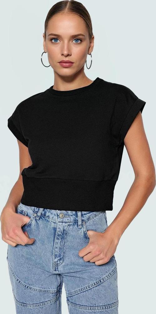 Bisiklet Yaka Kolsuz Örme Bluz Crop Fit Yazlık Günlük Zarifane Tasarım Dayanıklı Malzeme