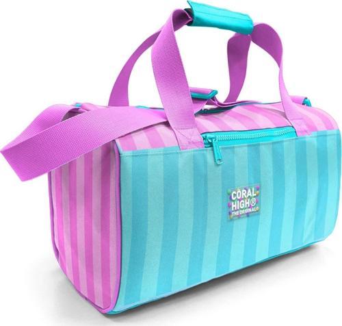 Kız Çocuk Spor ve Seyahat Çantası - Turkuaz Pembe Çizgili Desenli - 27521