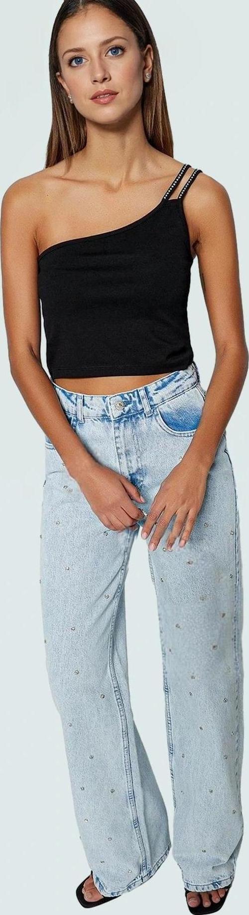 Tek Omuz Crop Bluz Örme Viskoz Karışımlı Yazlık Premium Kalite Dayanıklı Malzeme Uzun Ömürlü