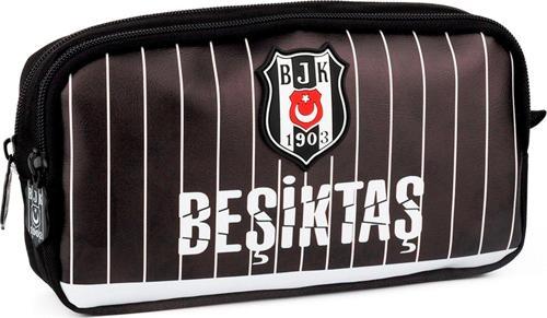 Beşiktaş Suni Deri Üzerine İnce Çubuk Desenli Erkek Çocuk İki Bölmeli Kalem Çantası - ME25355