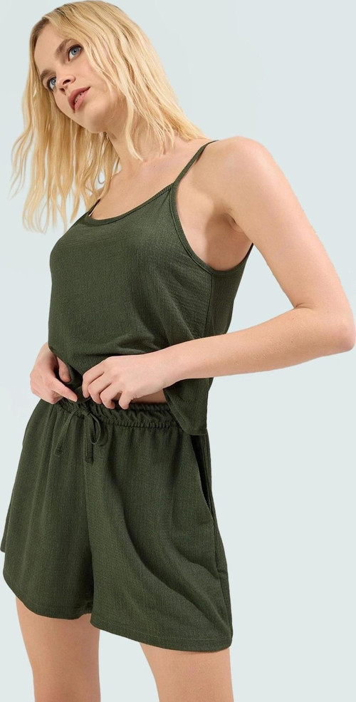 Kadın Çiçekli Örme Askılı Crop Üst Ve Şort Takım Rahat Günlük Stil Trend Tasarım