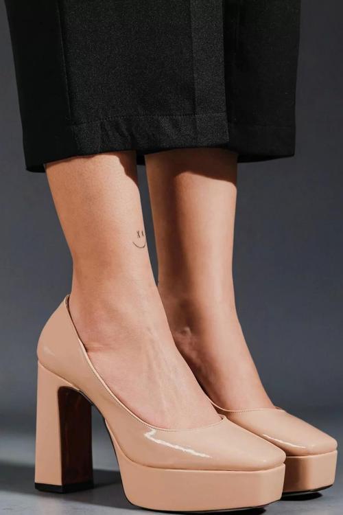 Kadın Elegant Ayakkabı Bebe Mavi Kalın Topuklu Ayakkabı Stiletto Özel Tasarım Abiye Ayakkabı
