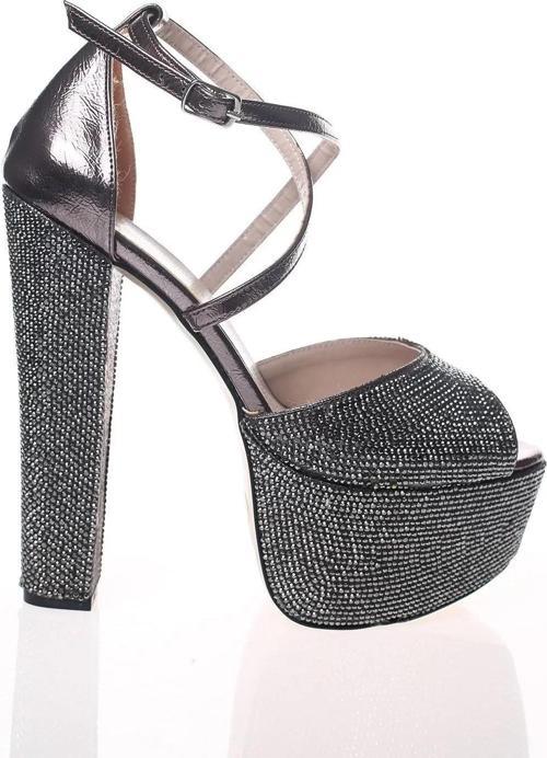 Kadın Moda Şık Gold Kristal Full Taş Topuklu Düğün Nişan Gece Abiye Ayakkabı