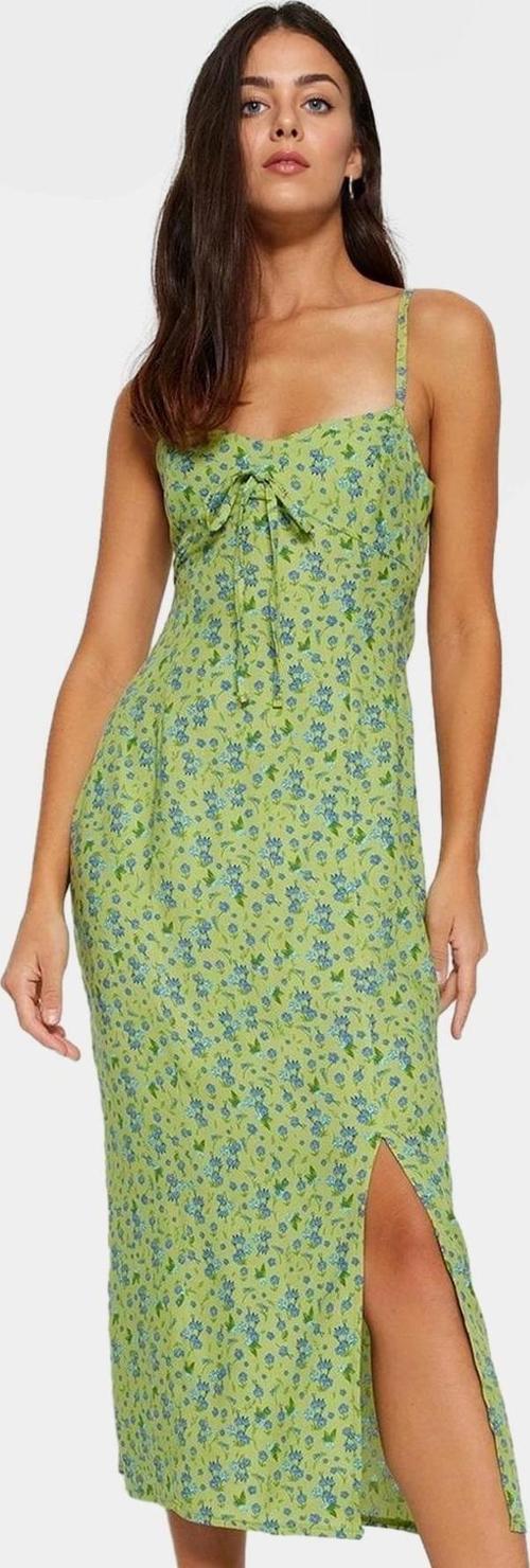 Şık Çiçekli Viskoz Midi Elbise A line Kesimle Rahatlık ve Stil Rahat Yüksek Kalite