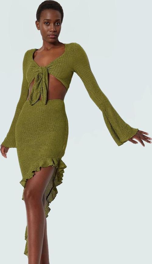 V Yaka Fitted Gofre Dokuma Bluz Etek Plaj Takımı Yüksek Kalite Günlük Kullanım İçin