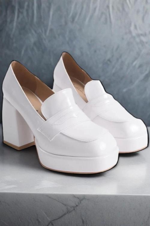 Kadın Elegant Ayakkabı Platform Kalın Topuklu Loafer Özel Tasarım Abiye Ayakkabı