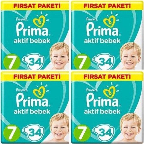 Bebek Bezi 7 Beden 4'Lü Paket 136 Adet