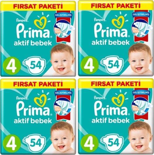 Bebek Bezi 4 Beden-Numara Maxi 9-14 Kg 54 Lü 4 Paket 216 Adet
