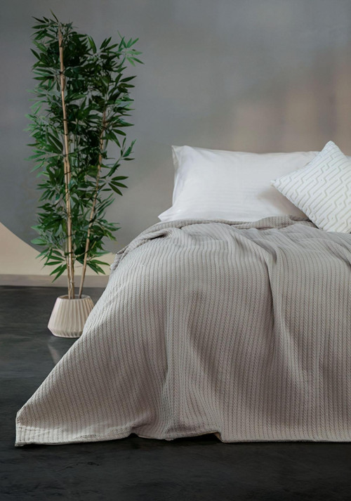 Lima Twist Dokulu Çift Kişilik 200x220 Pike - Bej