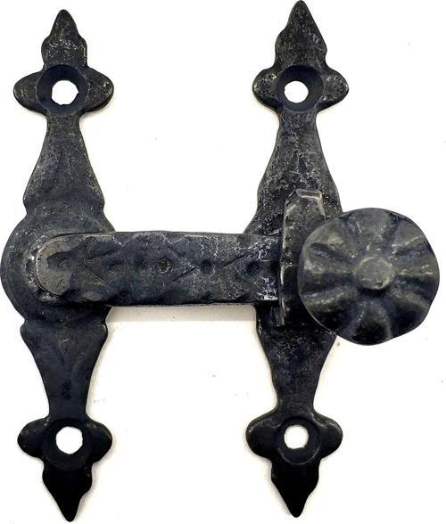 Antika Tarz Dekoratif Pirinç Kapı, Pencere Mandalı - 82x65 mm, Oksit