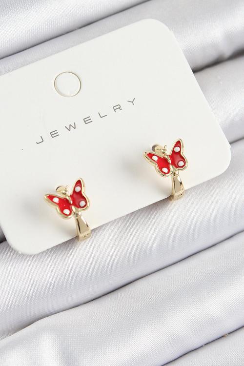 Pirinç Kelebek Model Gold Renk Çocuk Küpe - EBJ250711W36565