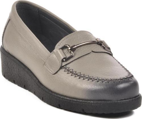 BB095 Z Gri Hakiki Deri Kadın Günlük Ayakkabı