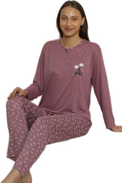 Anna Tasarım Uzun Kollu Kadın Pijama Takımı Nefes Alan Kumaş Rahat Kalıp M–XXL