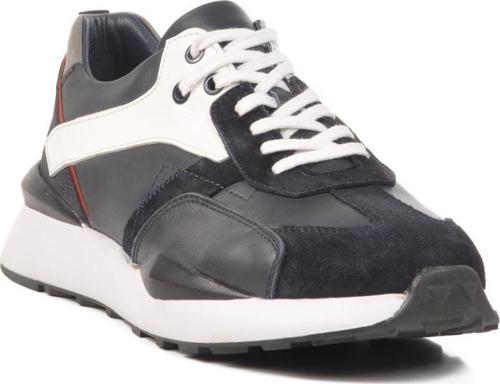 2Y1076M Lacivert-Beyaz Hakiki Deri Erkek Sneaker