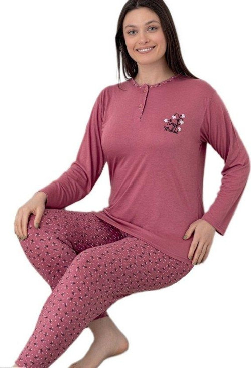 Aurora Seta Tasarım Kadın Pijama Takımı Uzun Kollu Yumuşak Kumaş M/XXL