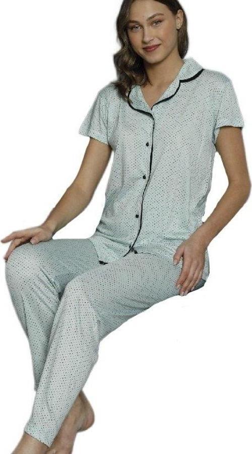 Gaia Touch Tasarım Gömlek Yaka Kadın Pijama Takımı Penye Kumaş Kısa Kollu S–XXL