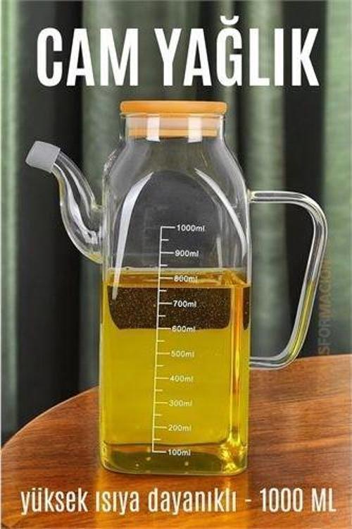 Yağ Sirke Şişesi Yağlık Borosilikat Cam 1000 ML.