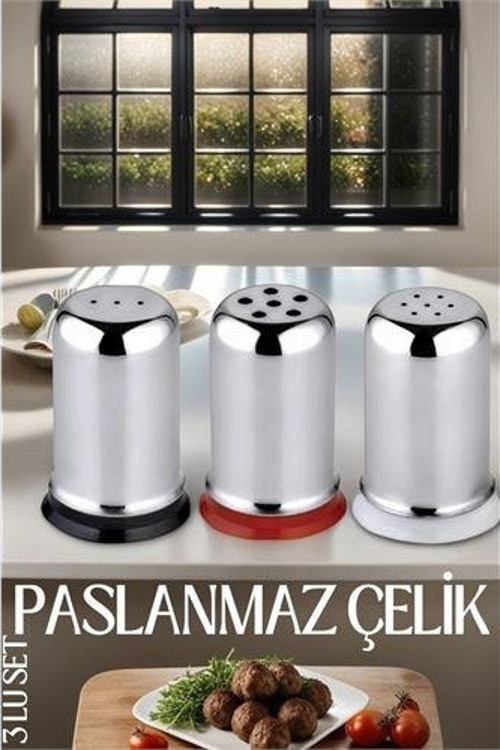 3'lü Set Tuz Karabiber Nanelik Paslanmaz Çelik