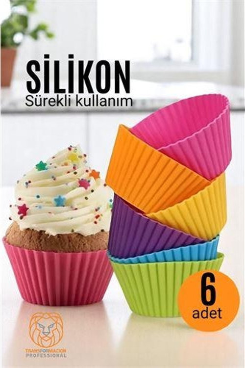 Silikon Muffin Kalıbı - Sürekli Kullanım Muffin Kek Kalıbı 6 Adet