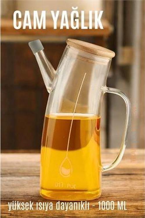 Yağ Sirke Şişesi Yağlık Borosilikat Cam 1000 ML.