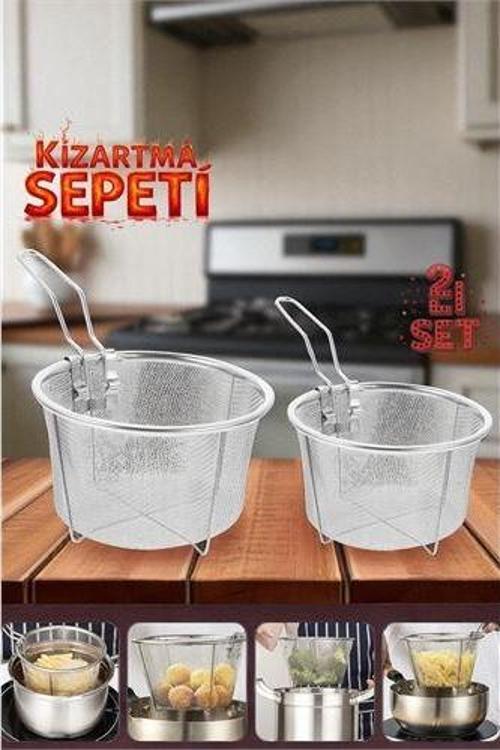 2 Boy Kızartma Süzgeci Patates Kızartma Filtresi 304 Paslanmaz Çelik