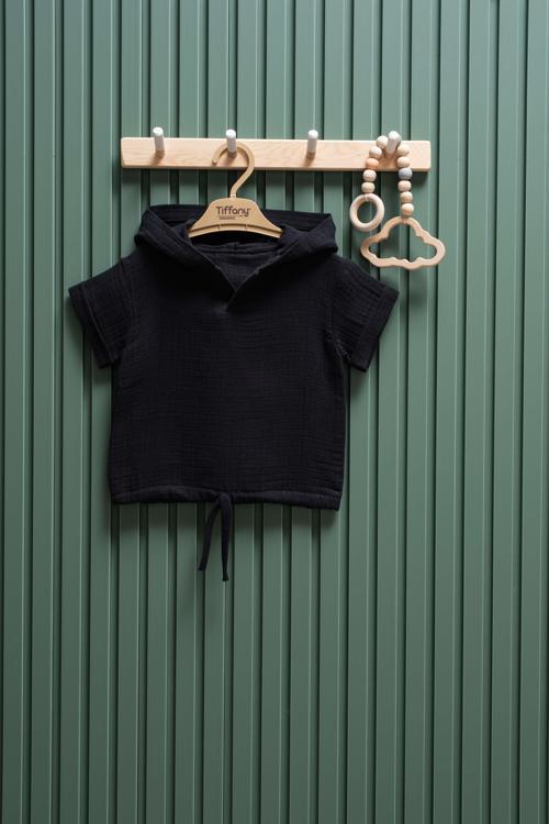 Unisex Müslin Kapüşonlu Tişört  6 Ay  3 Yaş  %100 Pamuk