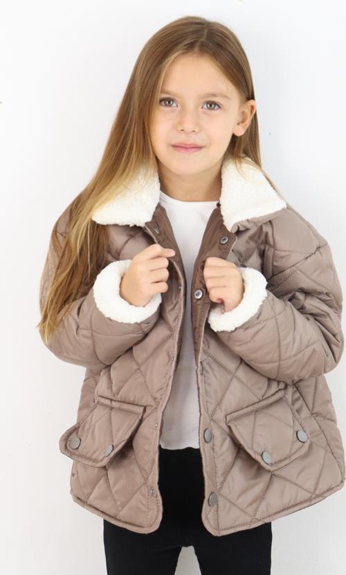 Kuzu Welsoft Detaylı Kapitone Kız Çocuk Mont